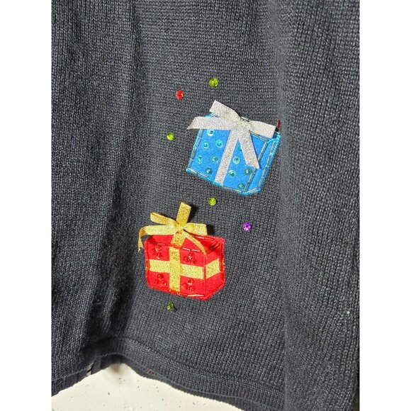 Vintage 2004 Heirloom Collectibles Christmas Sequin Embellished Santa Sweater L - Picture 11 of 13